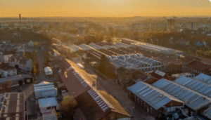 Technicentre Alsace avec couchée de soleil